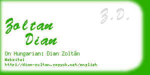 zoltan dian business card